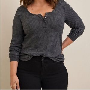 Torrid Waffle Snap Henley Long Sleeve